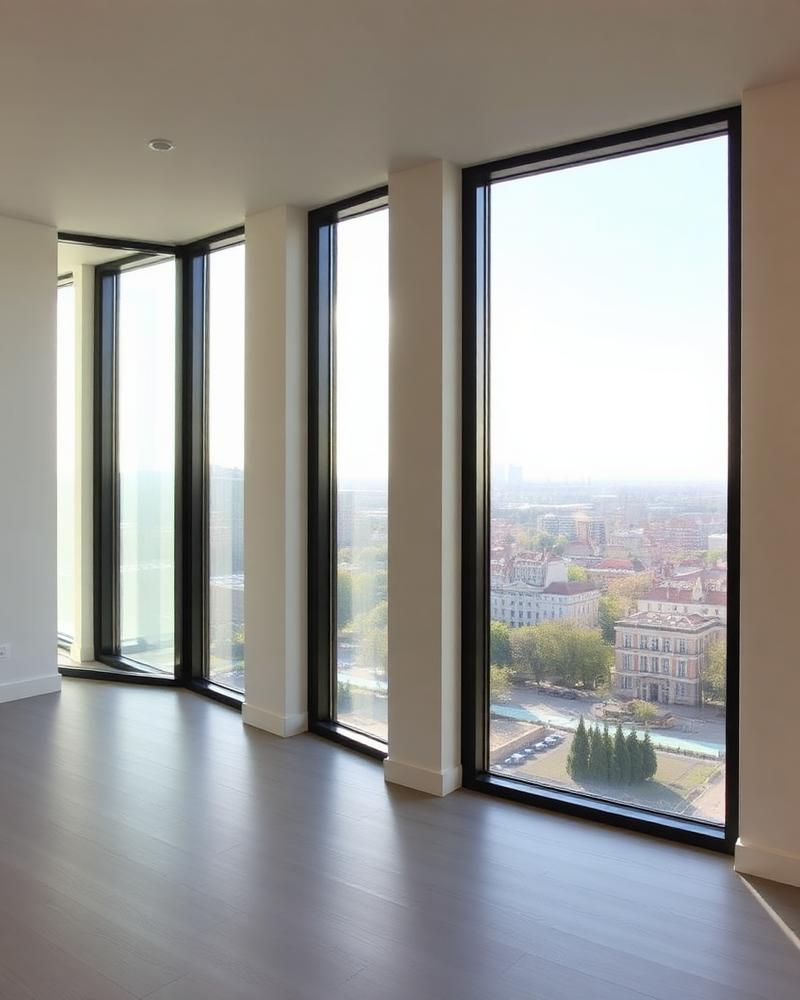 Ventanas de aluminio de gran formato instaladas en un piso